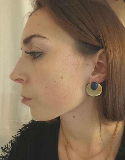 Lapis lazuli shell earrings