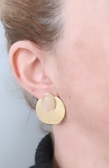 Shell earrings - Rose quartz