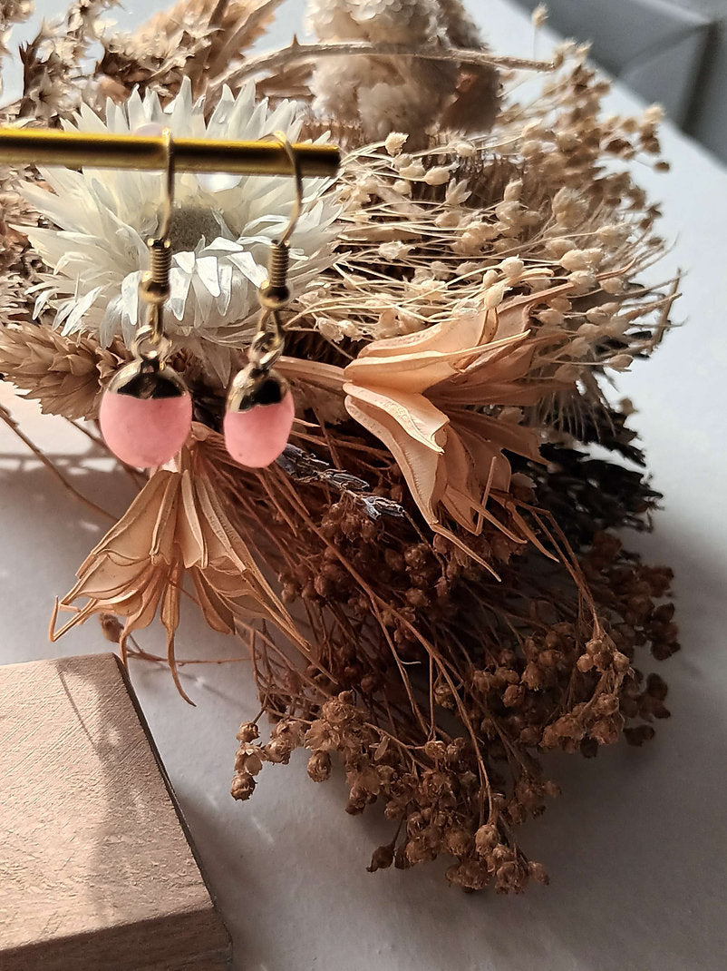 Pink agate drop earrings