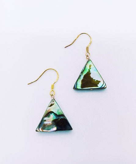 Boucles d'oreilles plaqué or triangle nacre