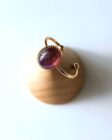 Bague ovale plaqué or Amethyste