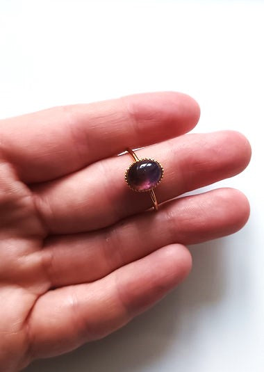 Bague ovale plaqué or Amethyste