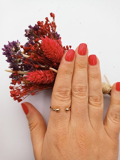 Bague plaqué or boules