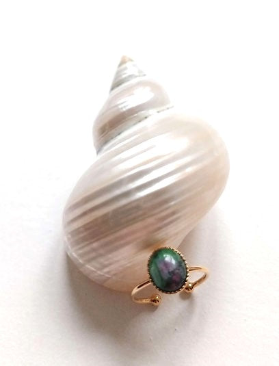 Bague ovale plaqué or Rubis Zoïste