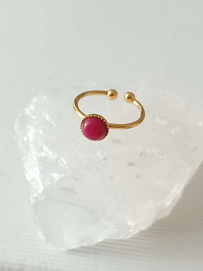 Bague plaqué or agate rose