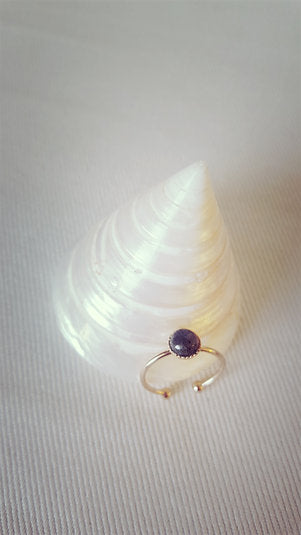 Bague ronde plaqué or Labradorite