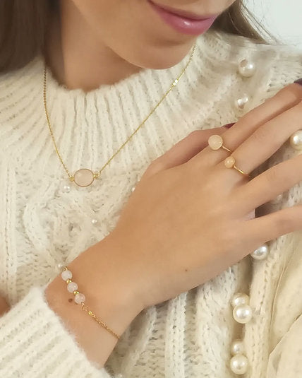 Gold-plated trio bracelet with sunstone beads