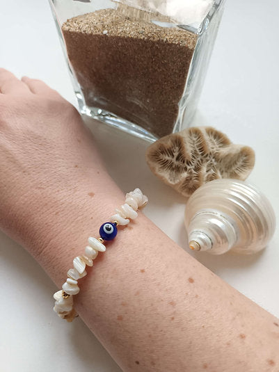 Bracelet chips nacre et oeil protecteur
