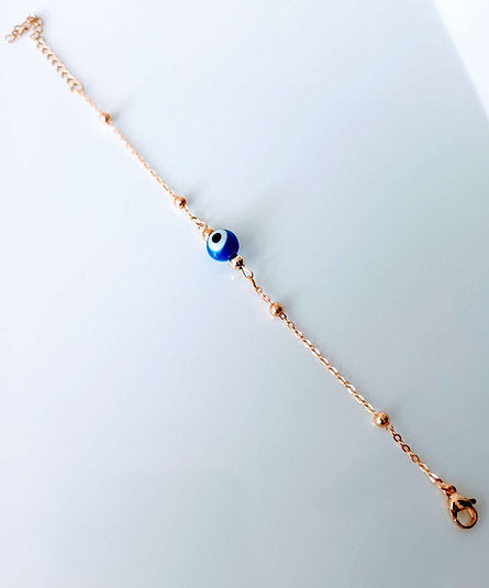 Bracelet plaqué or perle œil grec