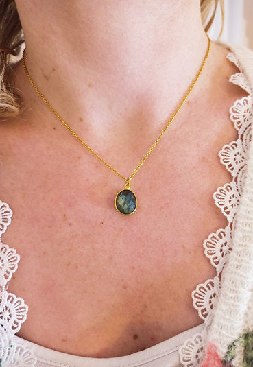 Gold-plated necklace - Labradorite