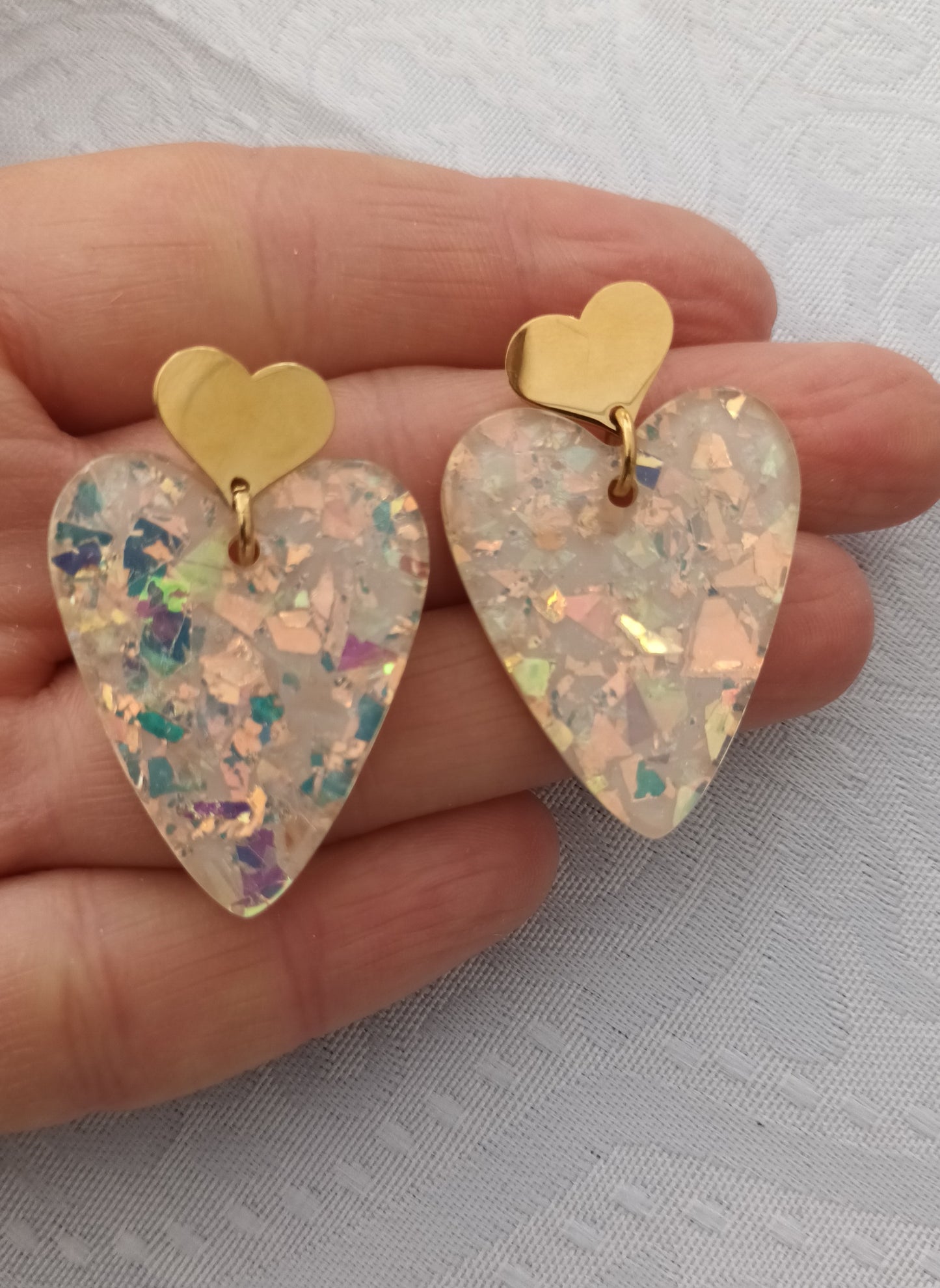 Boucles d'oreilles résine pailletées