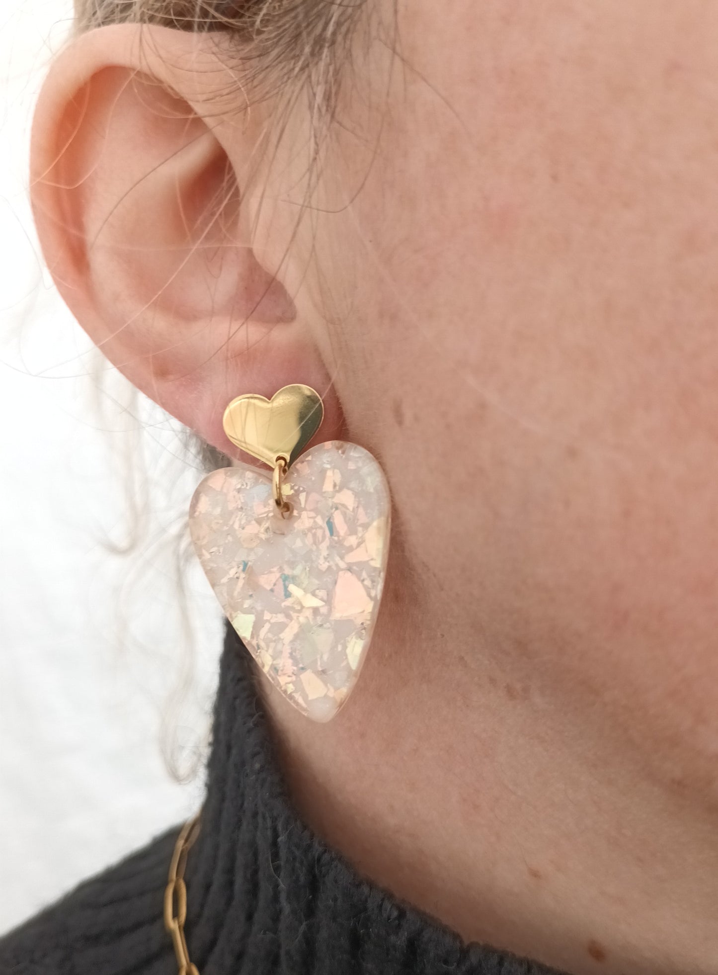 Boucles d'oreilles résine pailletées