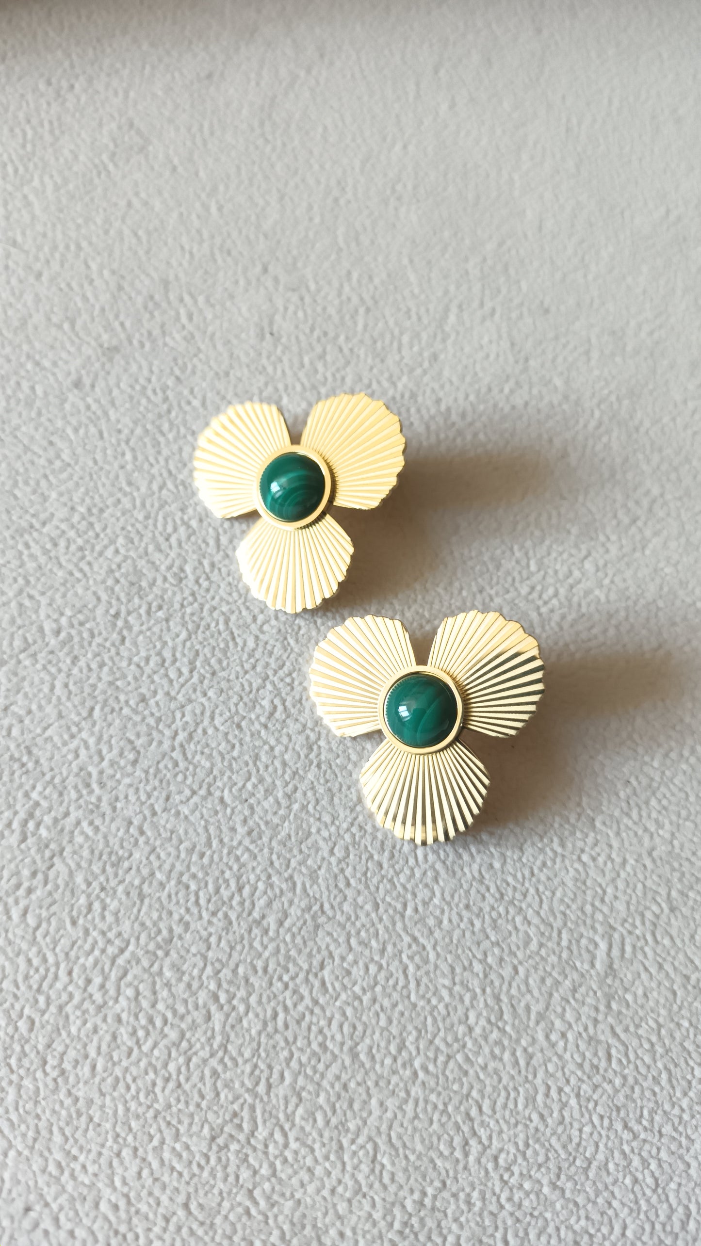 Boucles d'oreilles fleurs - Malachite