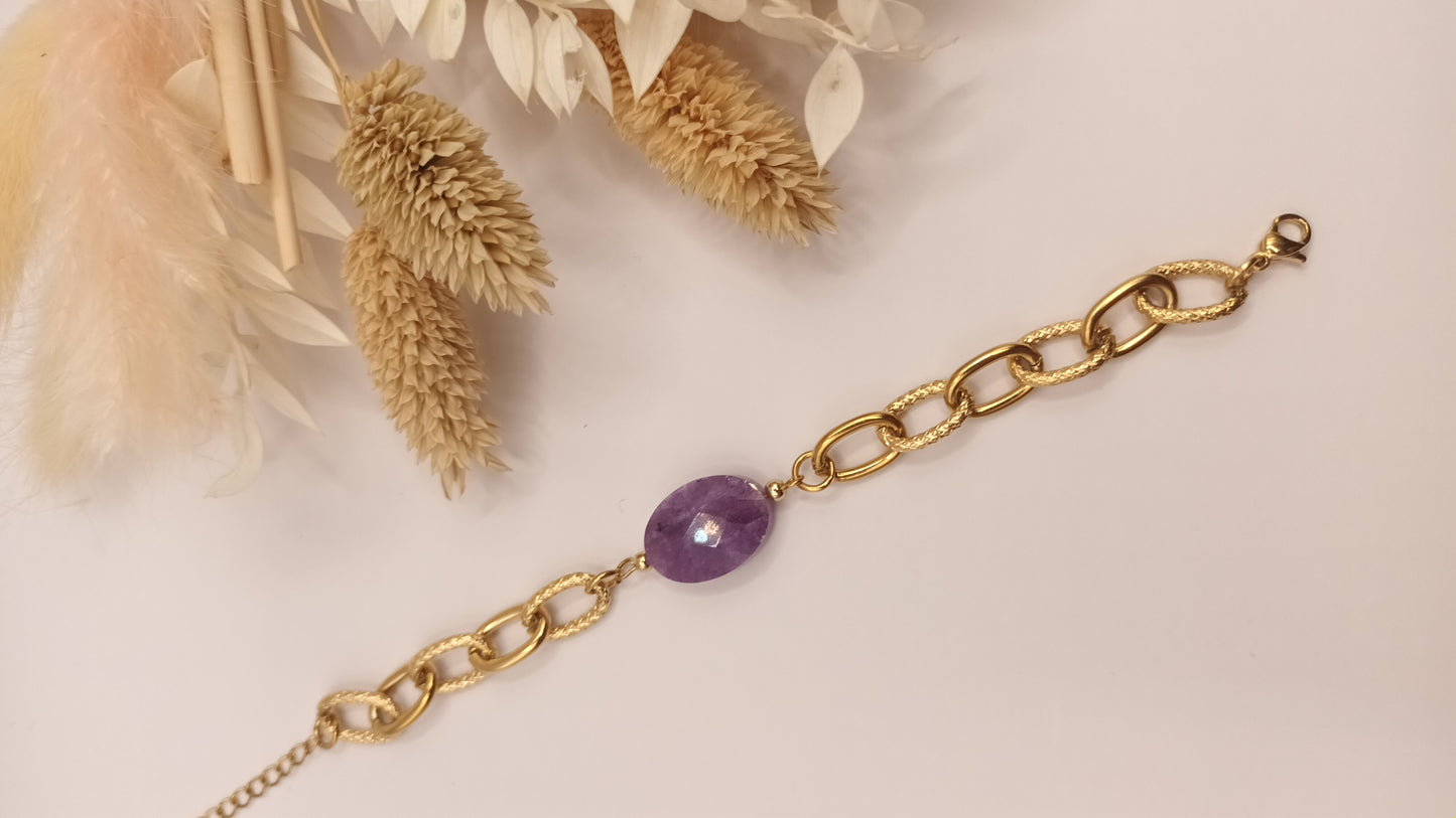 Bracelet maille ovale - Amethyste