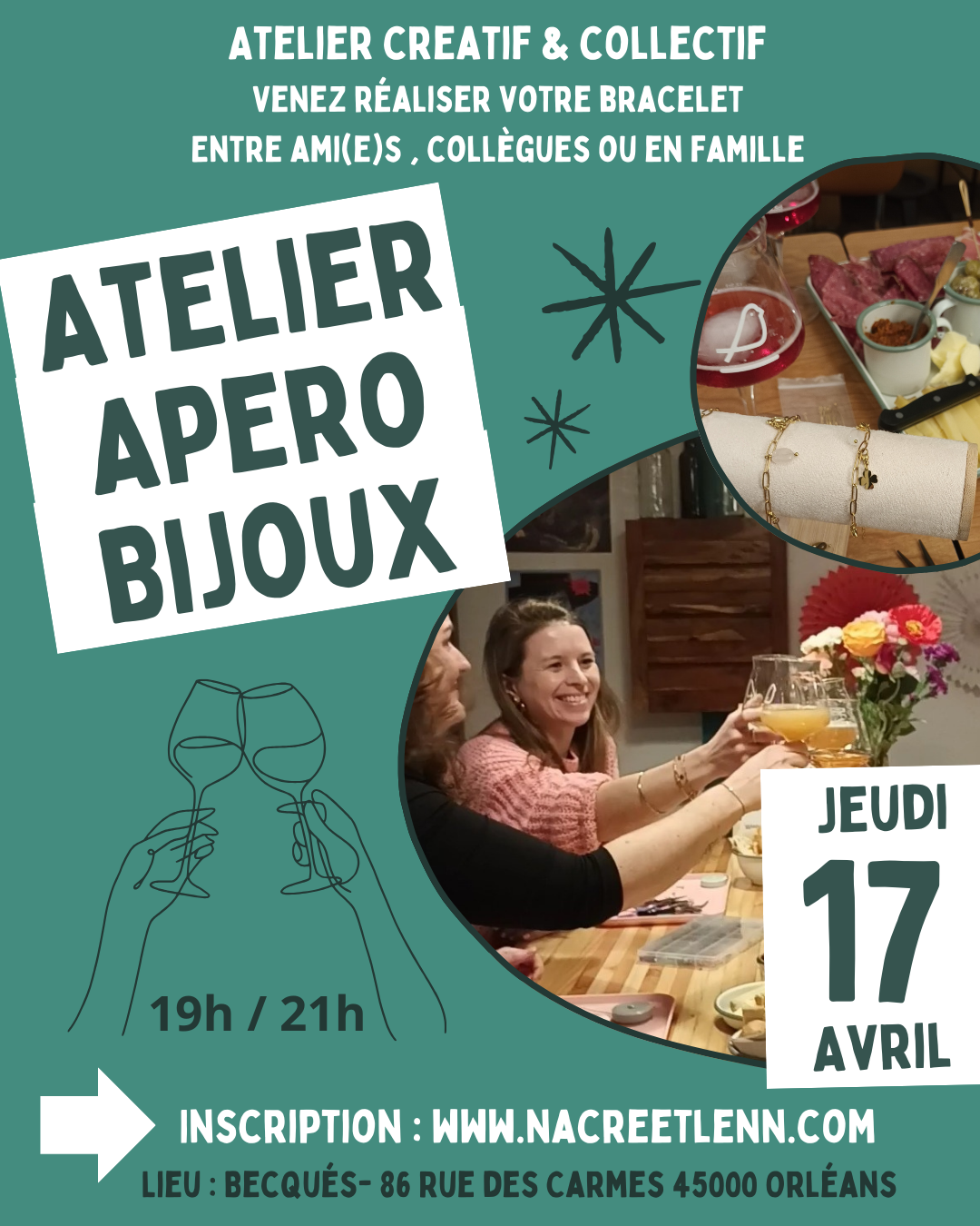 Atelier bijoux & Apéro - Jeudi 17/04/25 (19h / 21h)