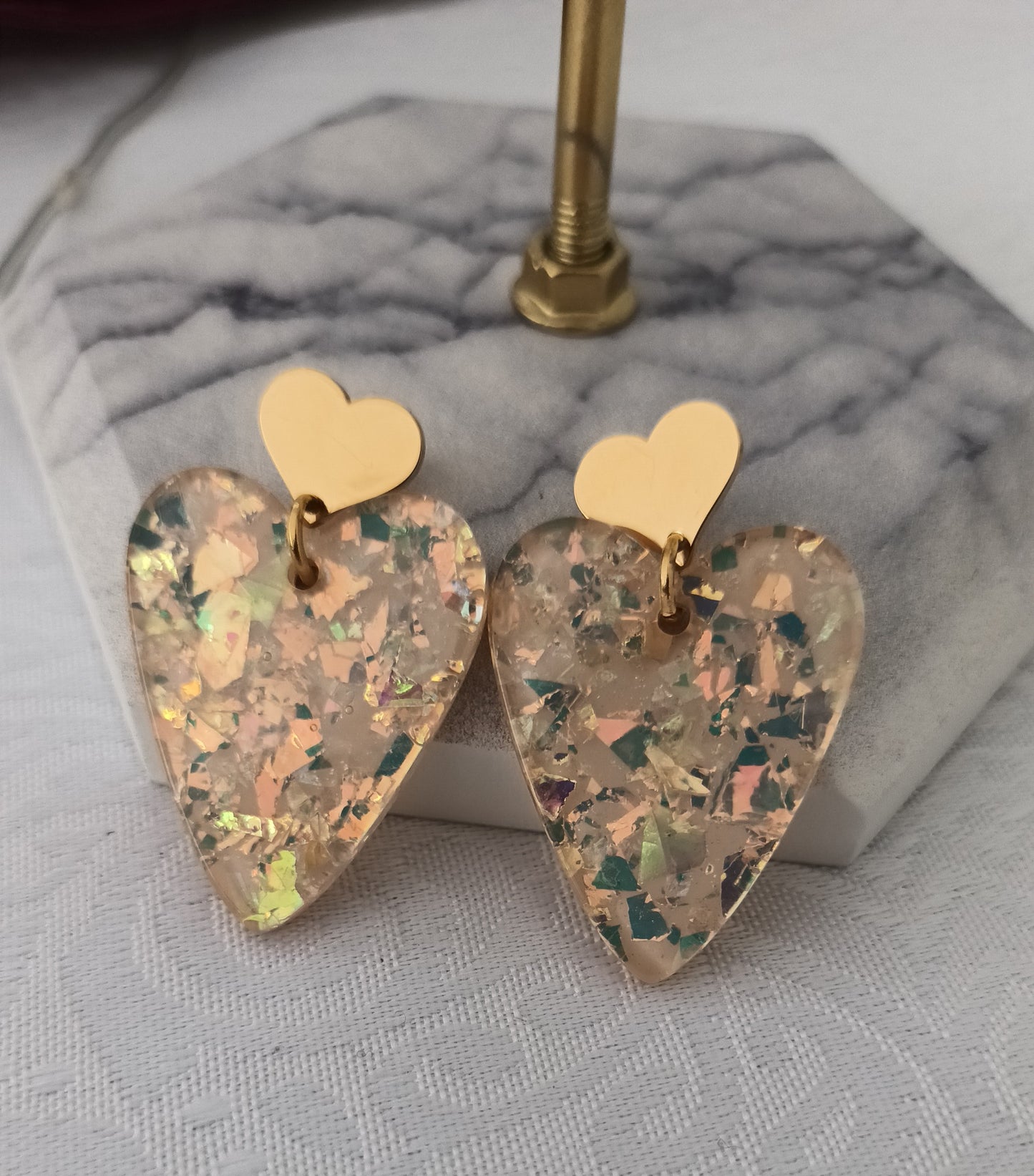 Glittery resin earrings
