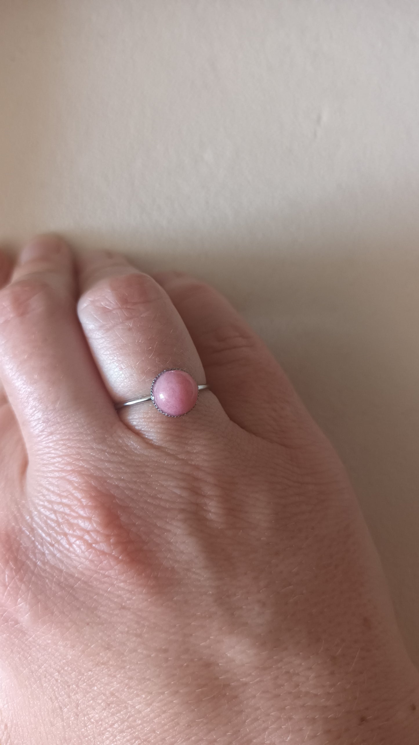 Bague ronde Rhodonite - Argenté