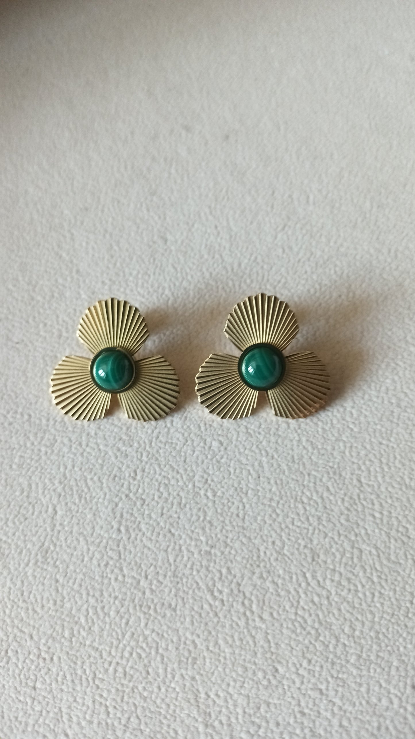 Boucles d'oreilles fleurs - Malachite