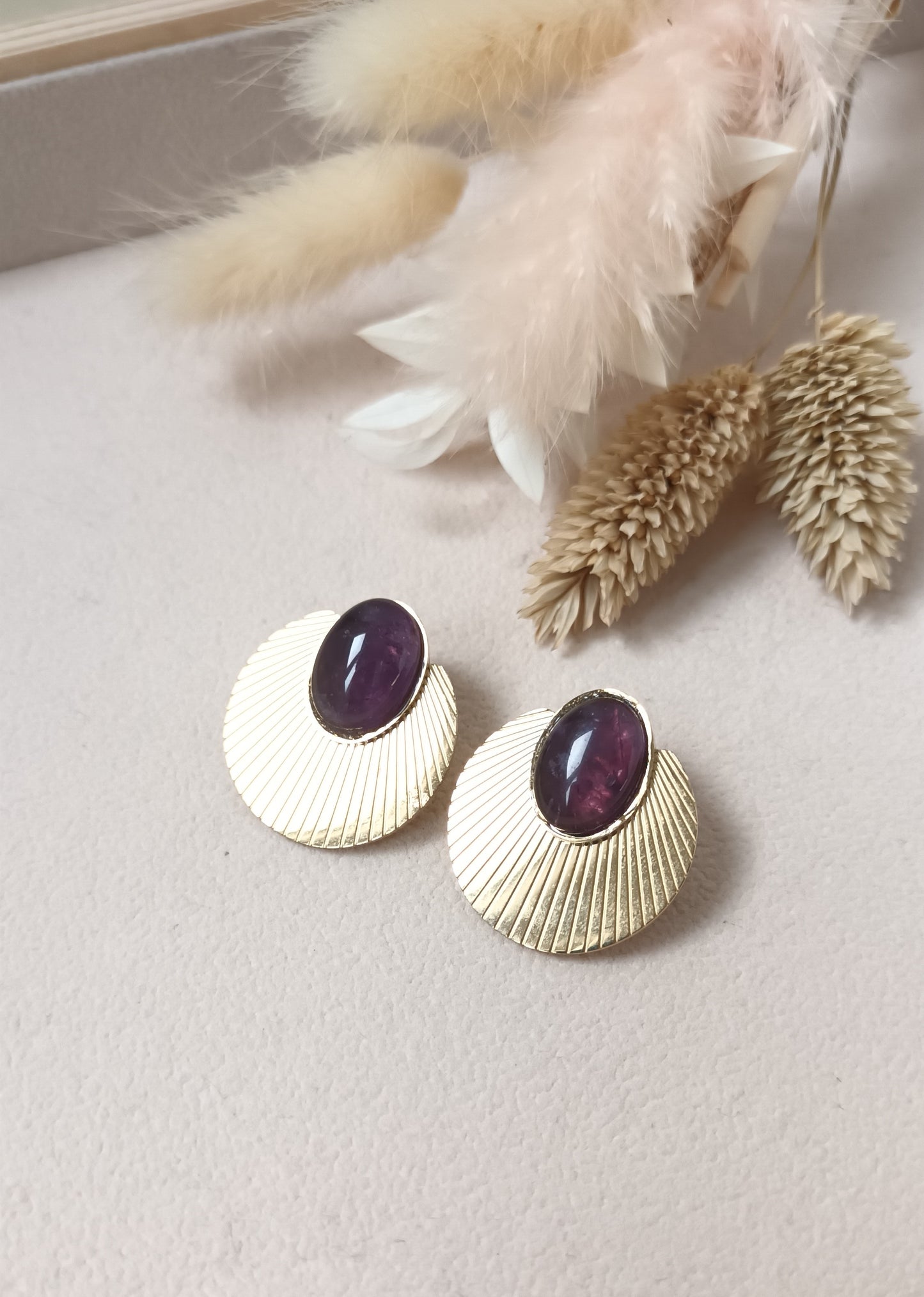 Boucles d'oreilles coquillage Améthyste