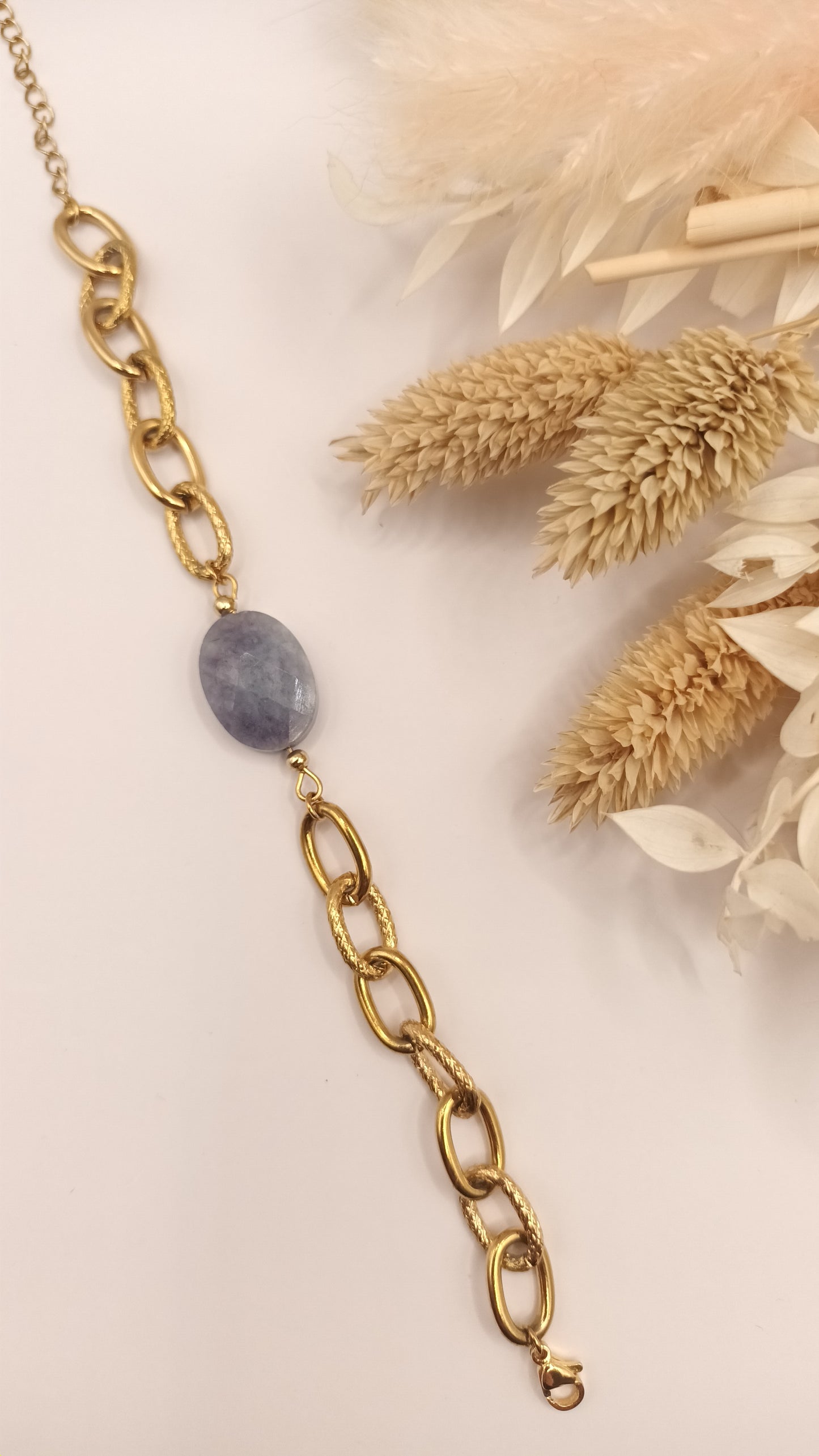 Bracelet maille ovale - Angelite