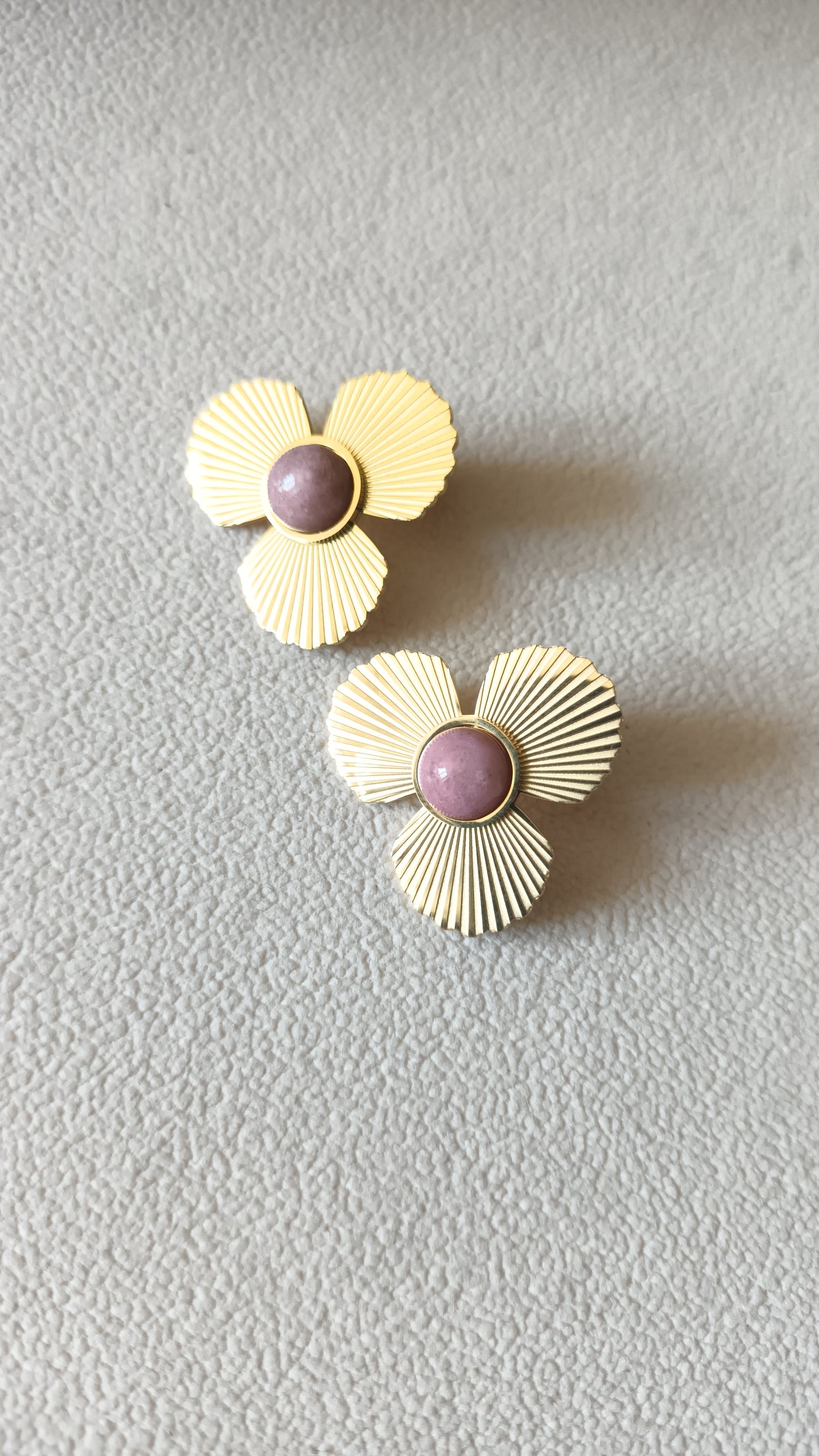 Boucles d'oreilles fleurs - Rhodonite