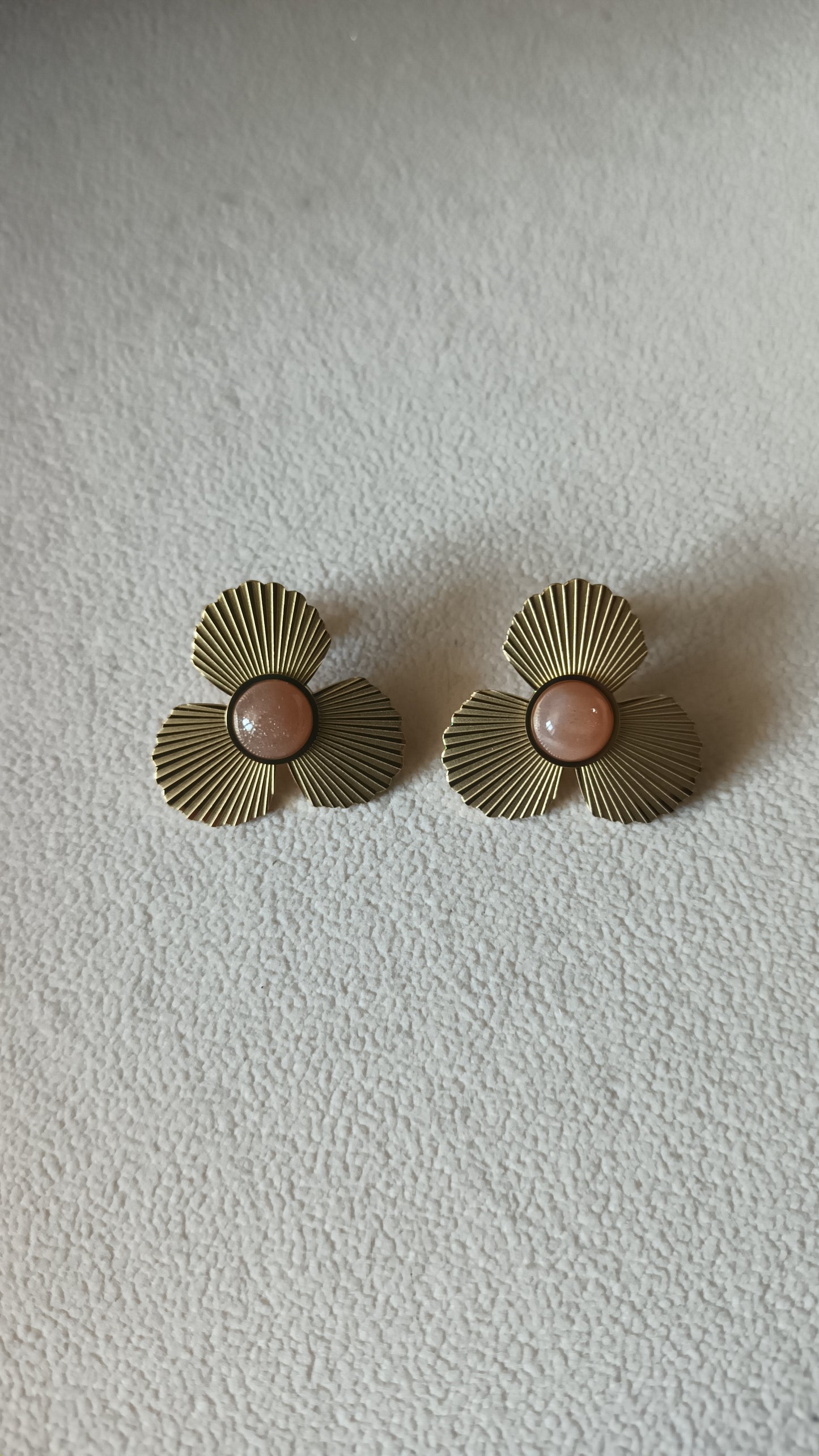 Boucles d'oreilles fleurs - Pierre de lune orange