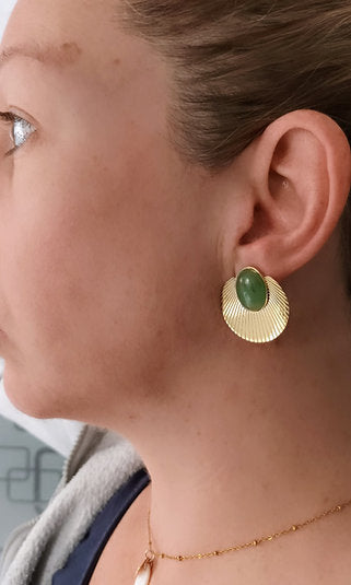 Boucle d'oreilles coquillage Aventurine