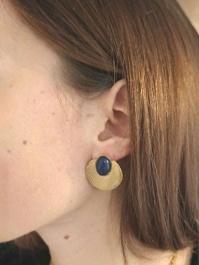 Boucles d'oreilles coquillage lapis lazuli