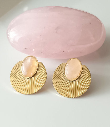Boucles d'oreilles coquillage - Quartz rose