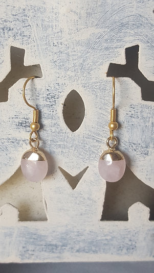 Boucles d'oreilles goutte quartz rose