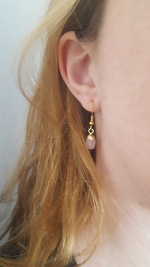 Boucles d'oreilles goutte quartz rose