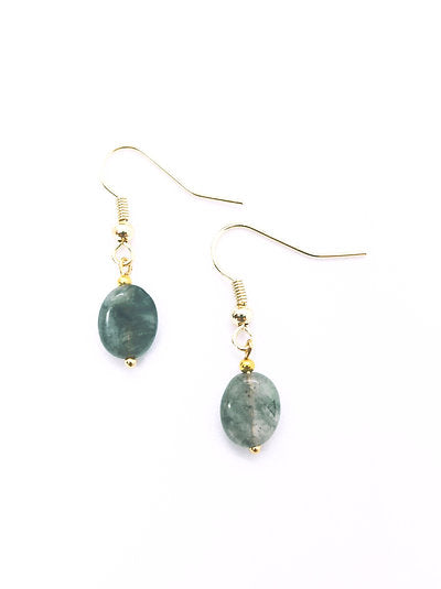Boucles d'oreilles plaqué or et agate grise