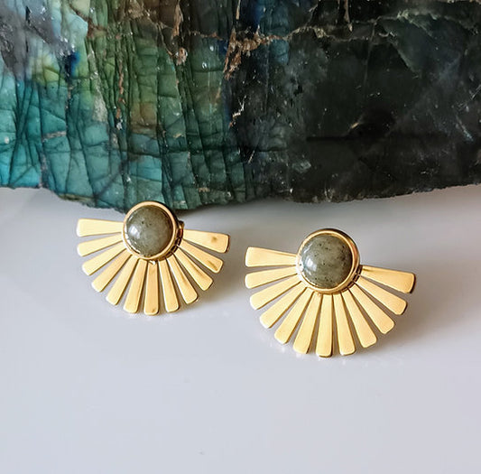 Boucles d'oreilles soleil labradorite