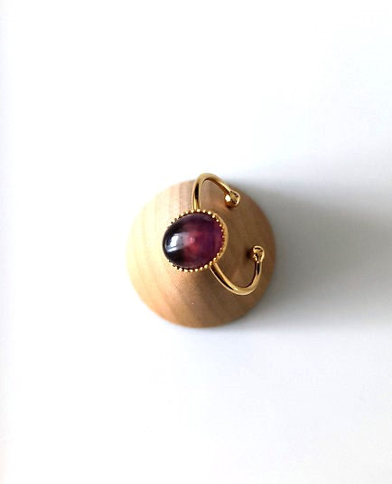 Bague ovale plaqué or Amethyste