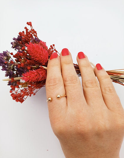 Bague plaqué or boules