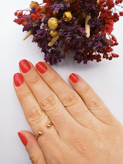 Bague plaqué or boules