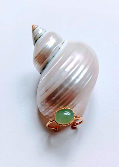 bague ovale plaqué or aventurine