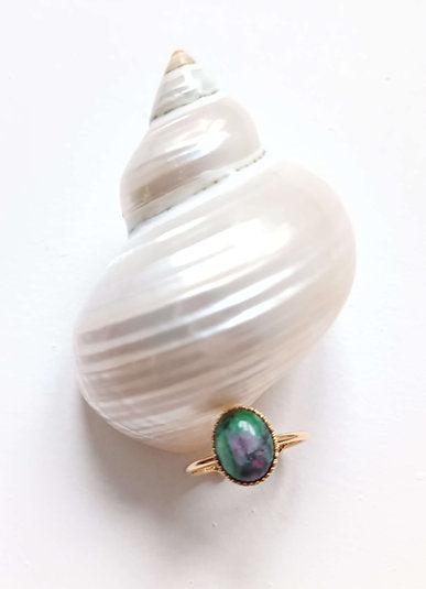 Bague ovale plaqué or Rubis Zoïste