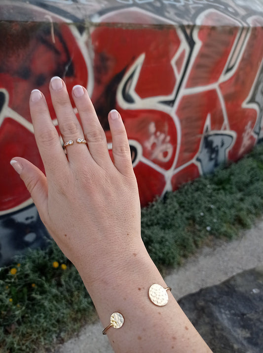 Bague plaqué or et zirconium