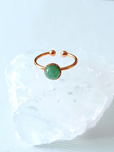 Bague ronde plaqué or aventurine