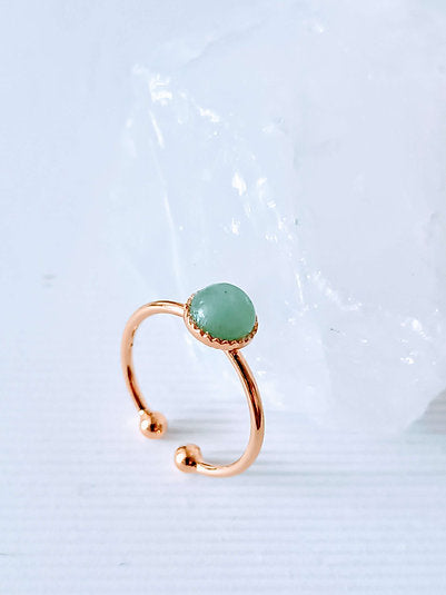 Bague ronde plaqué or aventurine