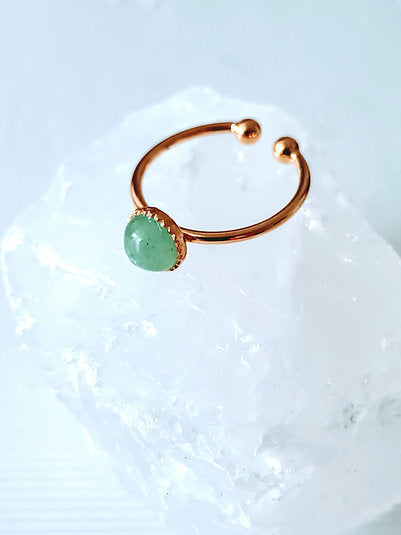 Bague ronde plaqué or aventurine
