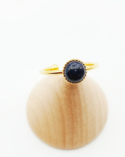 Bague ronde plaqué blue sand stone