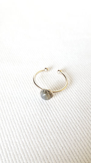 Bague ronde plaqué or Labradorite
