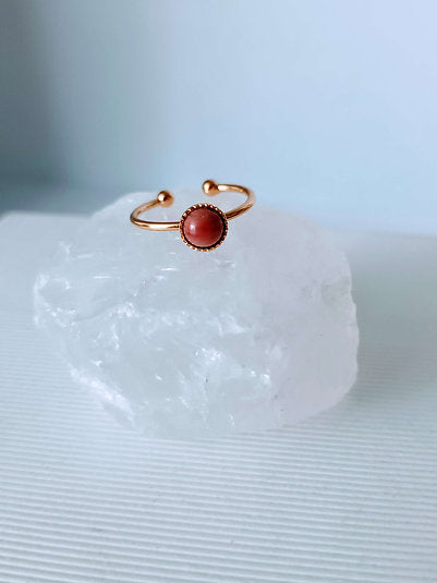 Bague ronde plaqué or Rhodonite