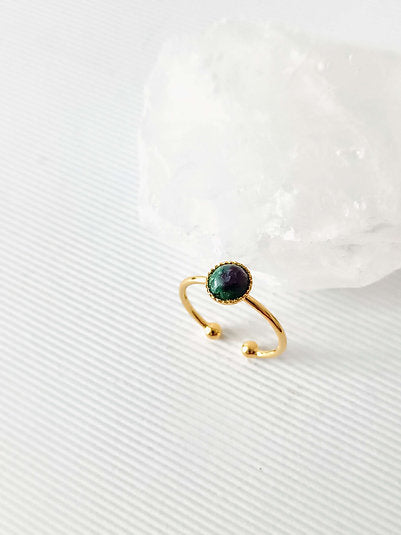 Anillo zoist de rubí redondo