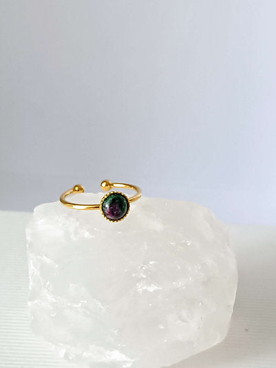 Anillo zoist de rubí redondo