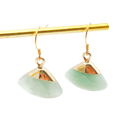 Boucles plaqué or eventail aventurine