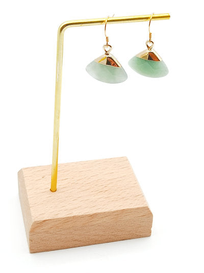Boucles plaqué or eventail aventurine