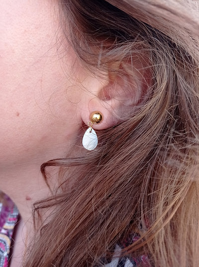 Boucles plaqué or et goutte de nacre